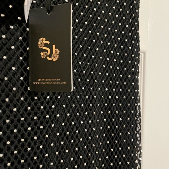 Sincerely Jules new with tags rhinestone long black shirt shear at the bottom - Picture 3 of 6